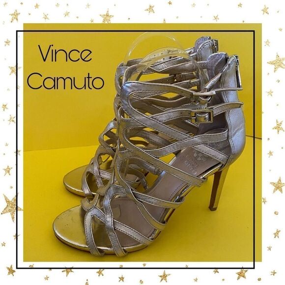 Vince Camuto Metallic Gladiator Heels Sandals 7 - Picture 1 of 7